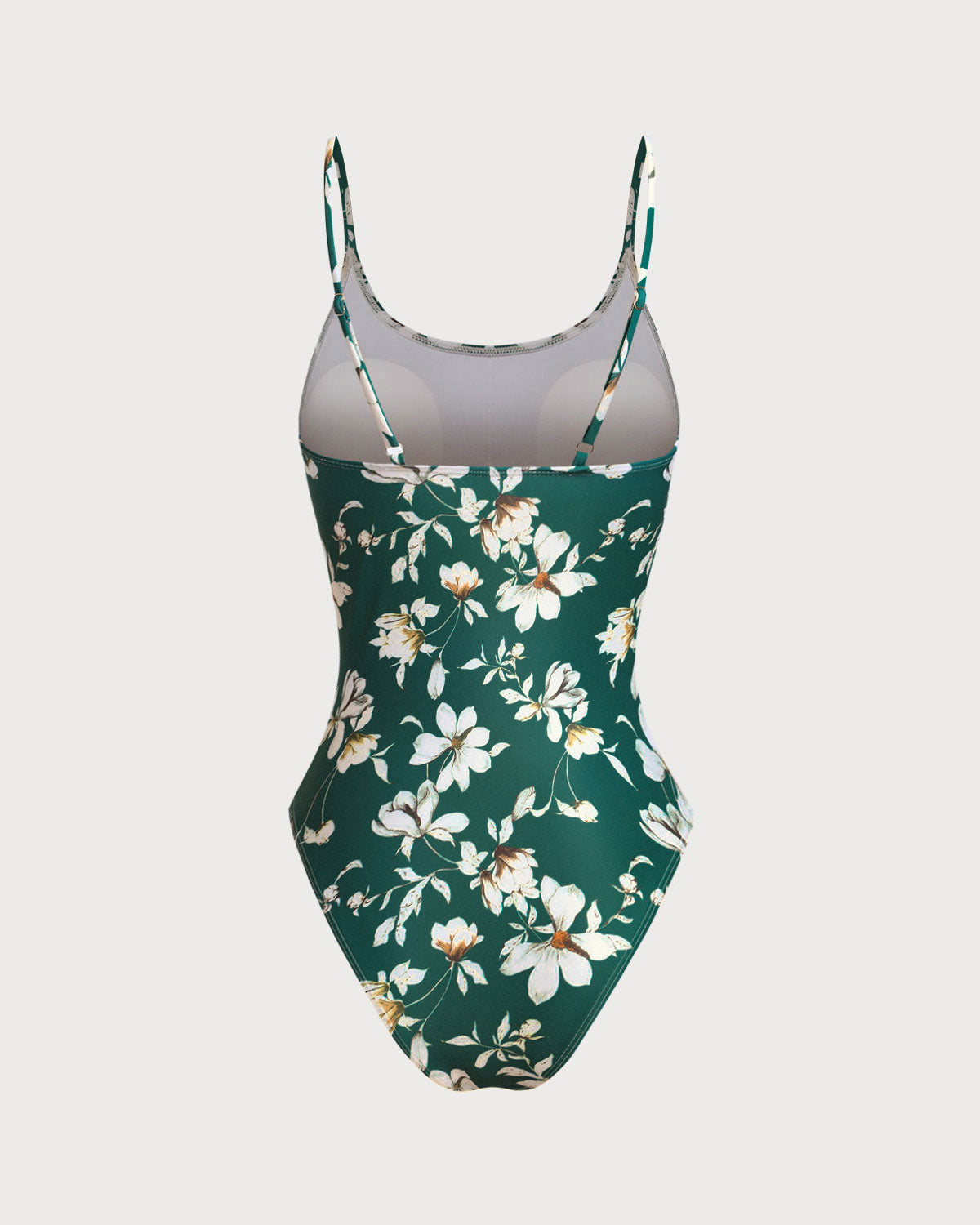 Green Floral Backless One-Piece Swimsuit