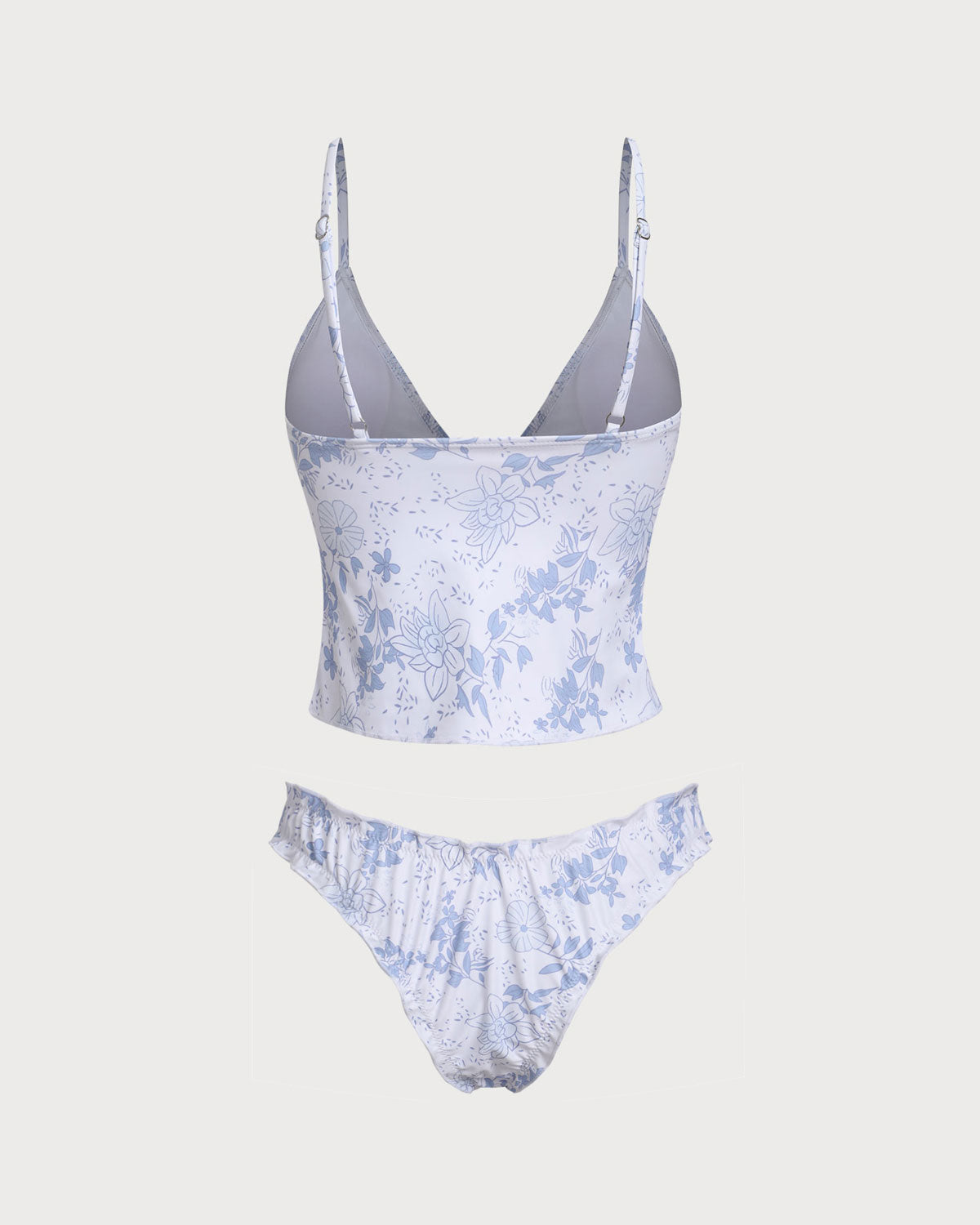Blue Floral Tie Front Tankini Set