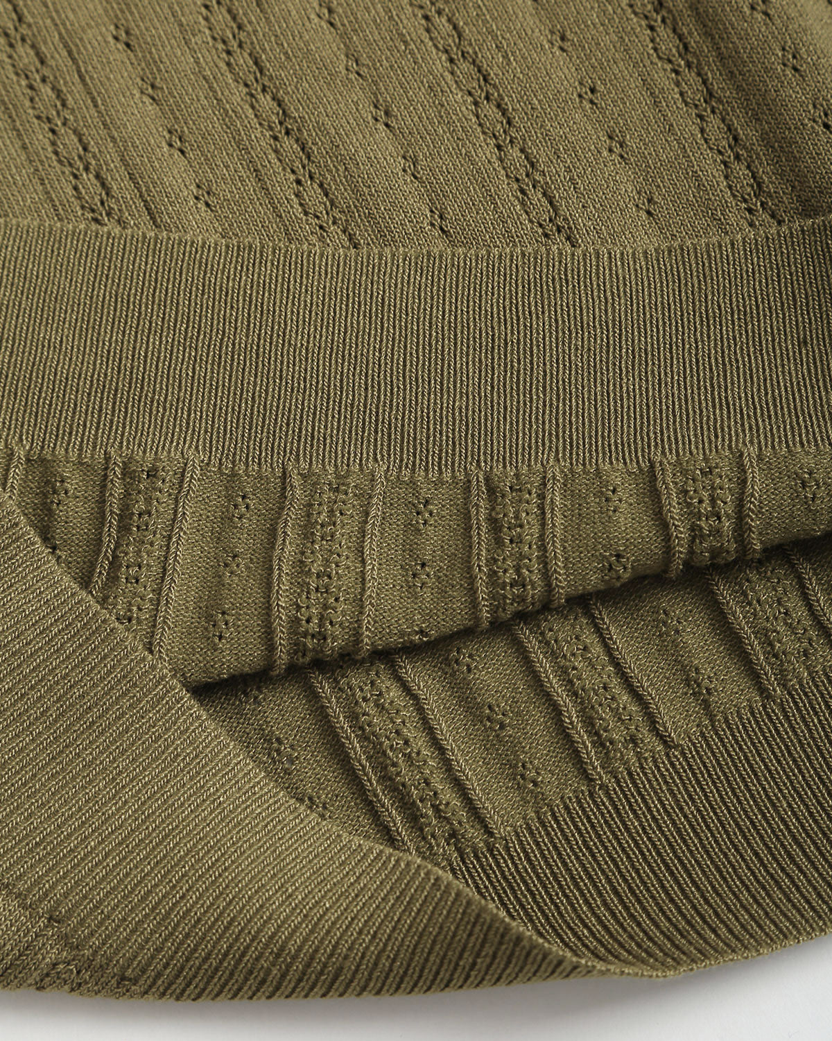 Green Round Neck Ribbed Knit Tee