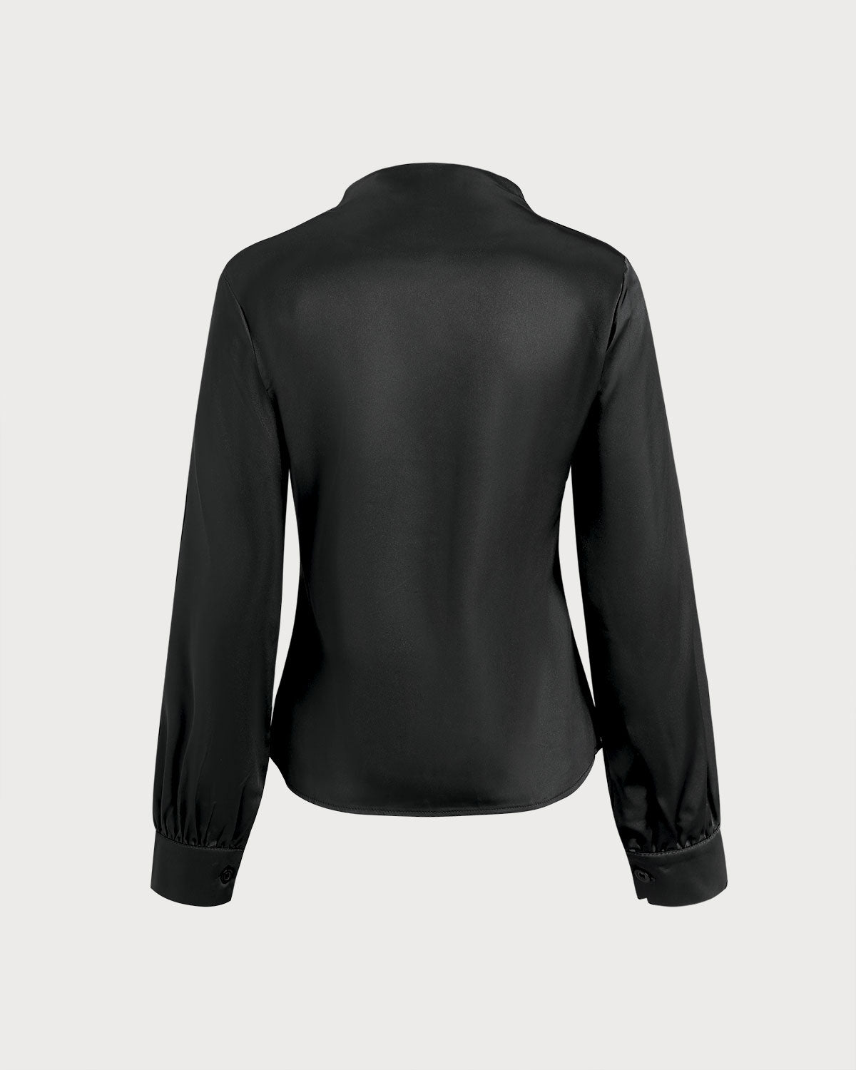 Black Satin V Neck Shirt