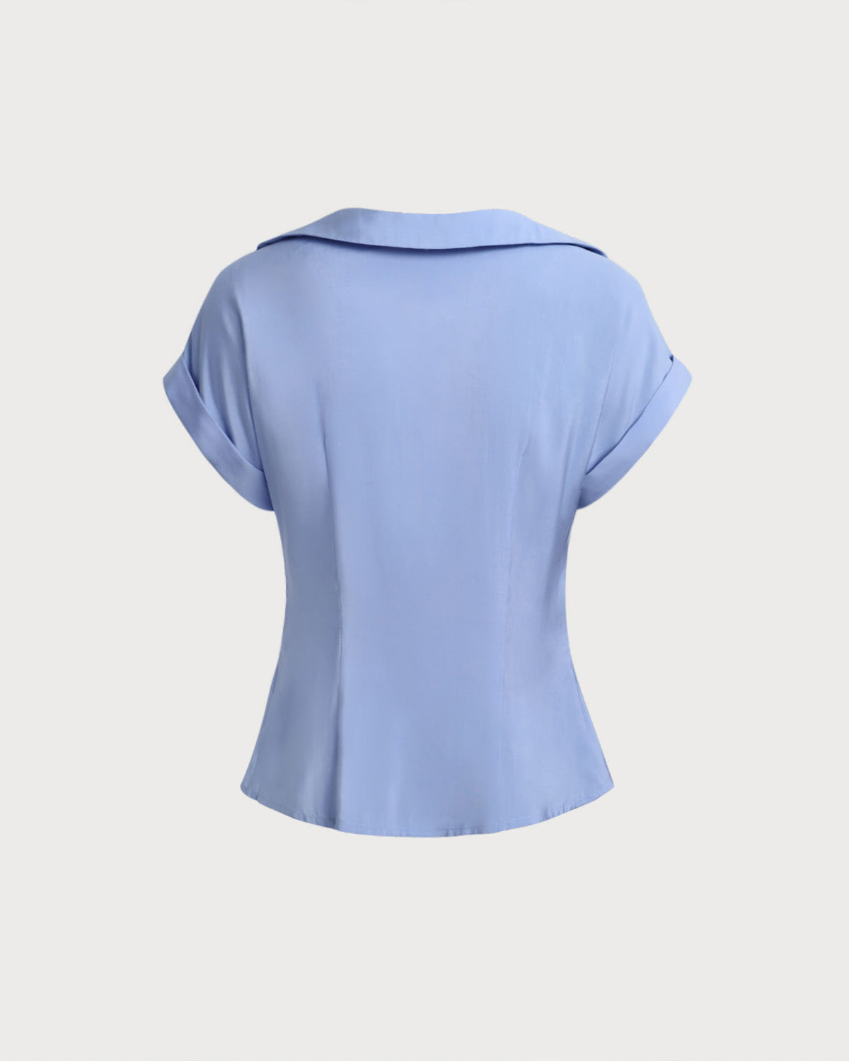 Blue Cowl Sleeve Button Shirt