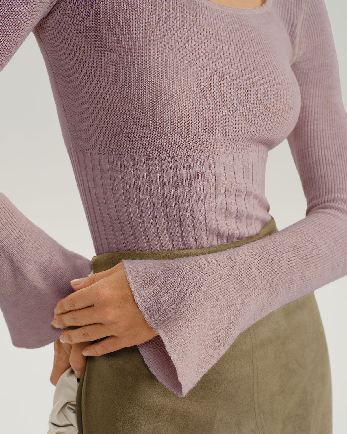 Purple Bell Sleeve Knit Tee