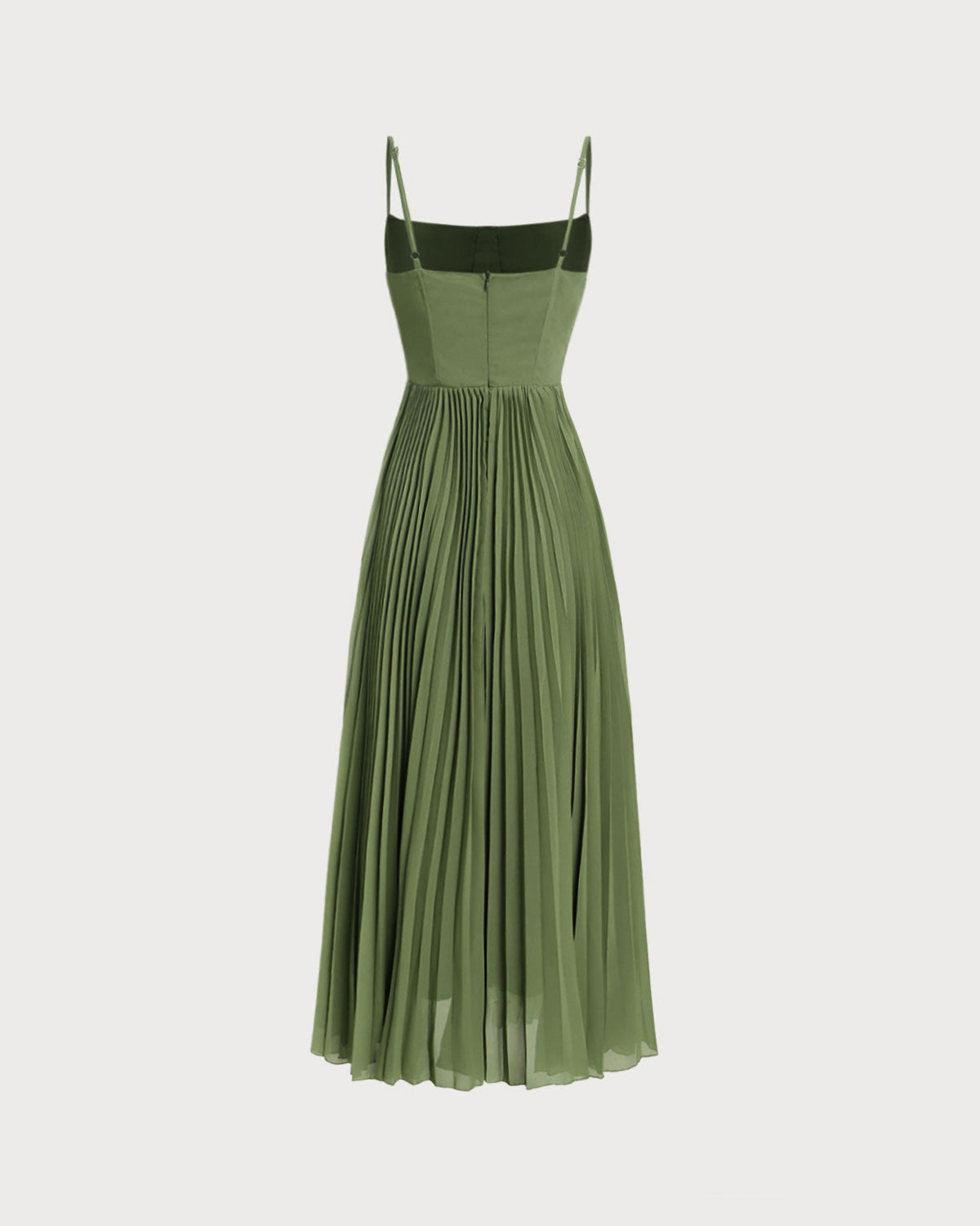 Green Sweetheart Neck Flowy Slip Maxi Dress